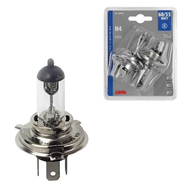 LAMPA Blister 2 lamps approved bulbs H4 12V 60/55W P43T E LAM58043