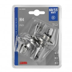 LAMPA Blister 2 lamps approved bulbs H4 12V 60/55W P43T E LAM58043