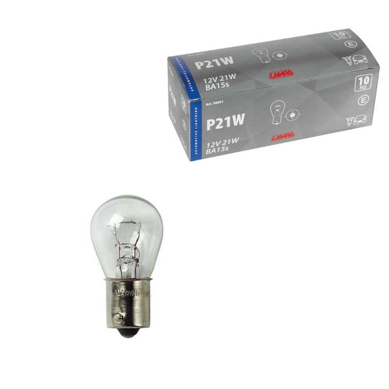 Box of 10 lamps bulbs 1 filament approved P21W 12V 21W BA15S E