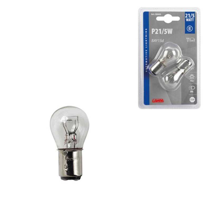 LAMPA Blister 2 lámparas bombillas filamentos homologada P21/5W 12V BA415D E LAM58062