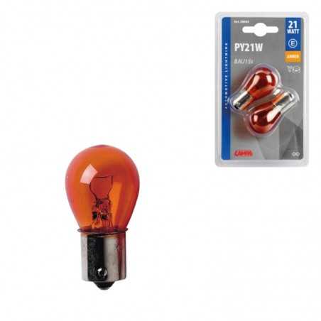 LAMPA Blister 2 lamps bulbs 1 filament approved PY21W 12V 21W E LAM58065
