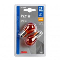 LAMPA Blister 2 lámparas bombillas 1 filamento homologada PY21W 12V 21W E LAM58065