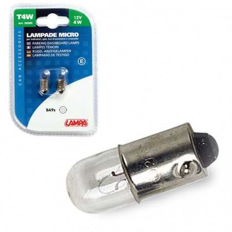 LAMPA Blister 2 lámparas bombillas homologadas con casquillo TW4 12V 4W BA9S E LAM58080