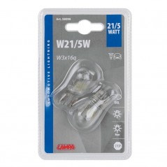 LAMPA Blister 2 lamps bulbs 2 filaments approved W21/5W 12V W3X16Q E LAM58096