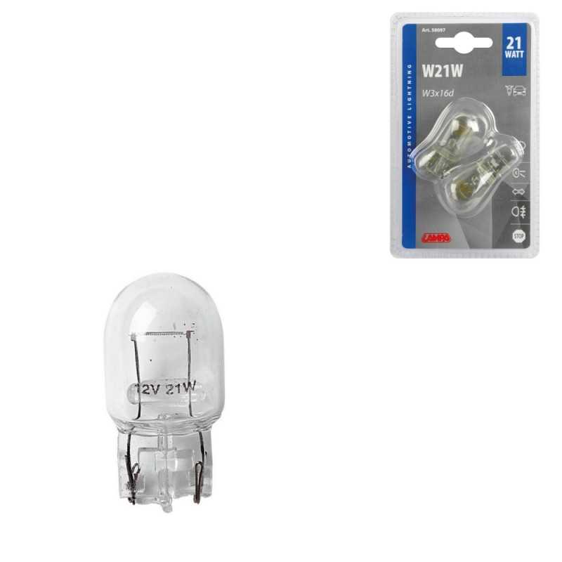 LAMPA Blister 2 lámparas bombillas homologadas W21W 12V 21W W3X16D E LAM58097