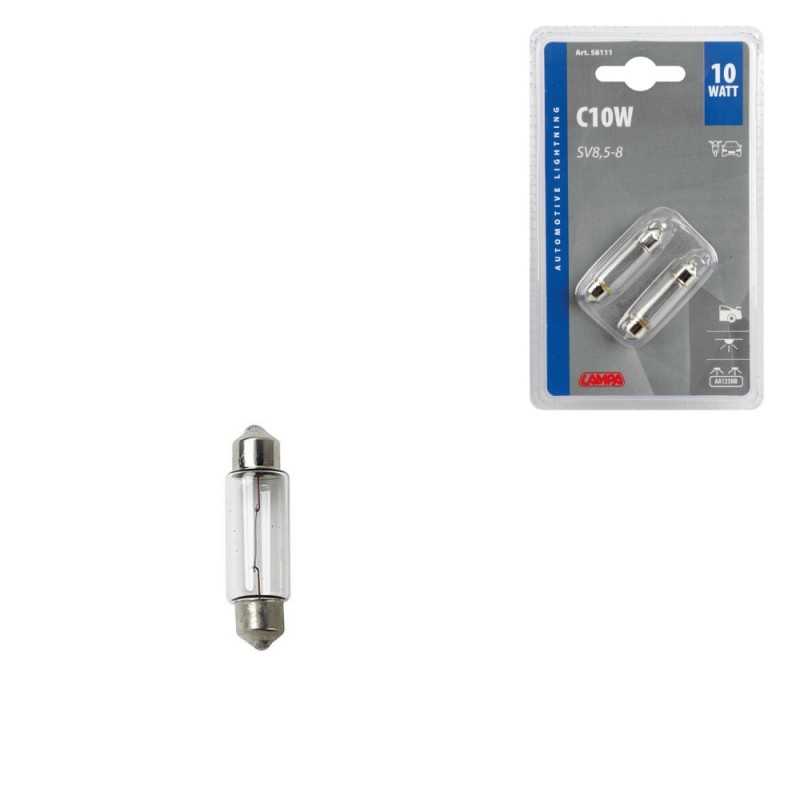 LAMPA Blister 2 lámparas bombillas homologadas C10W 12V 10W SV8 5 E LAM58111