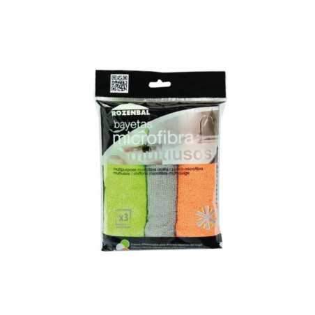 ROZENBAL Pack 3 bayetas microfibra multiusos 32X32 CM 18267