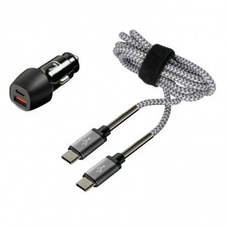 LAMPA Cargador de mechero doble toma + cable USB/ TYPE C C/ A LAM38715