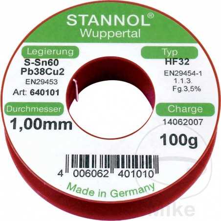 STANNOL Bobina alambre para soldar 100 GR 1.0 487.18.28