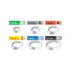 LAMPA Kit 26 abrazaderas para tubo acero LAM70033