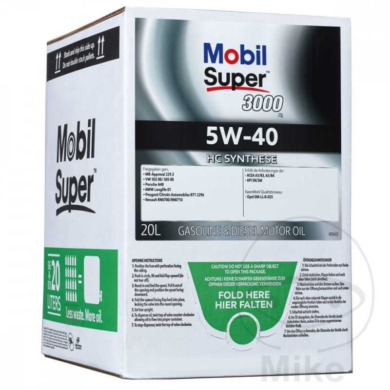 MOBIL synthetic car motor oil SUPER 3000 X1 5W-40 20L - BAG IN BOX SUPER 3000 X1 5W-40 20L - BAG IN BOX 558.47.05