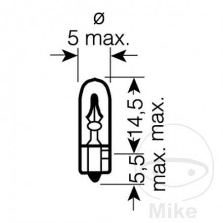 OSRAM glass base bulb 12V 2W W2X4.6D 159.02.64