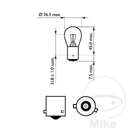 PHILIPS flashing light bulb 12V 21W BAW15S PR21W 159.00.88