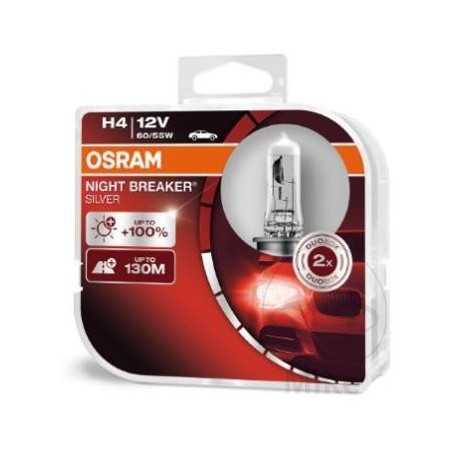 OSRAM Blister 2 lámparas bombilla para coche H4 12V 60/55W NIGHT BREAKER SILVER 159.01.82