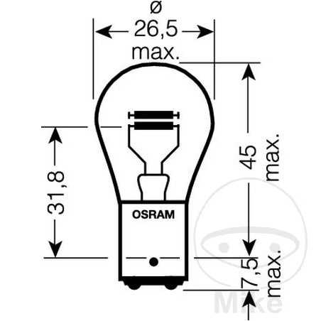 OSRAM LÁMPARA BOMBILLA 12V 21/4W BAZ15D 159.81.50