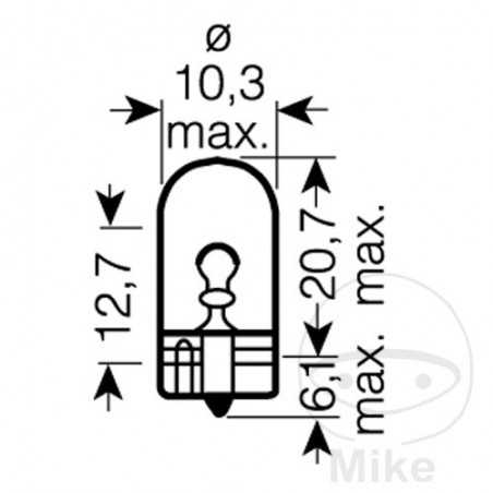 OSRAM glass base bulb 12V 5W W2.1X9.5D 
ULTRA LIFE 159.17.83