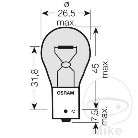 OSRAM LAMP, LIGHT BULB 12V 21W BAU15S 
ULTRA LIFE 159.20.88