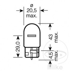 OSRAM Bombilla base de vidrio 12V 21W W3X16D ORIGINAL 159.24.27