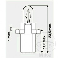 JMP plastic base bulb 12V 1.2W 
B8.3D 705.08.50