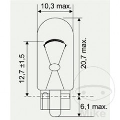 JMP Bombilla base de vidrio 12V 5W 
W2.1X9.5D 705.08.52