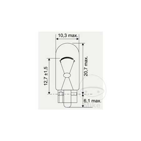 JMP glass base bulb 12V 5W
W2.1X9.5D 705.08.52