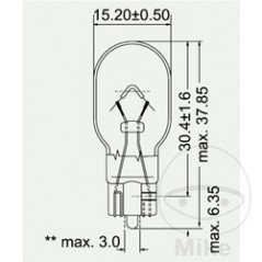 JMP glass base bulb 12V 16W 
W2.1X9.5D 705.08.51