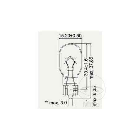 JMP glass base bulb 12V 16W
W2.1X9.5D 705.08.51