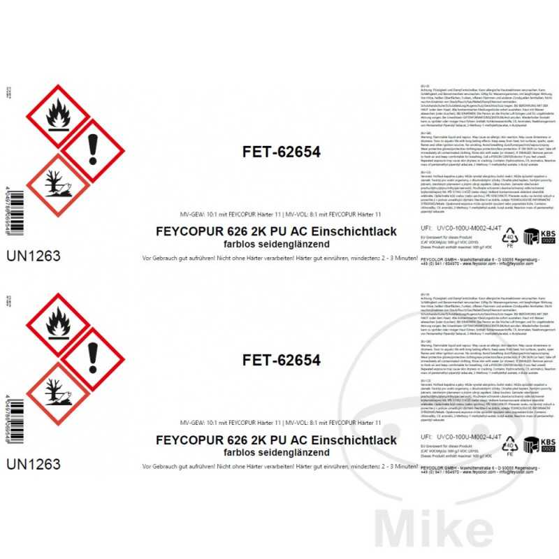 FEYCOLOR Set of labels for single-layer silk gloss paints 2K 998.01.31