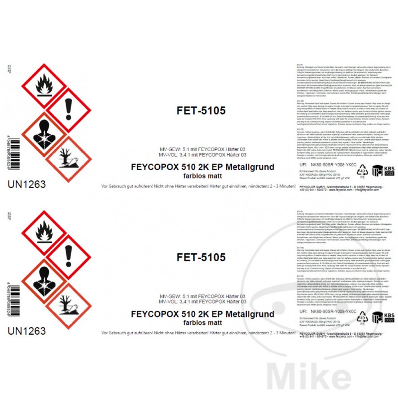 Juego 2 etiquetas para envases de pintura 2K 998.01.29