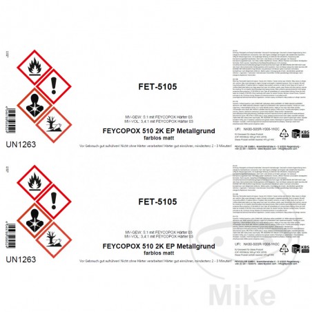 Set of 2 labels for paint containers 2K 998.01.29