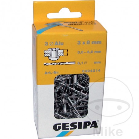 GESIPA Pack 50 round flat head blind rivets 5 X 12 479.04.16