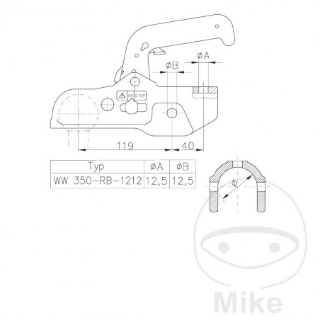 WINTERHOFF Tow ball hitch head 3500 KG WW350R B-K1212 50 MM 338.04.84