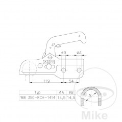WINTERHOFF Tow ball hitch head WW 350-RC-H1414 60 MM 338.04.85