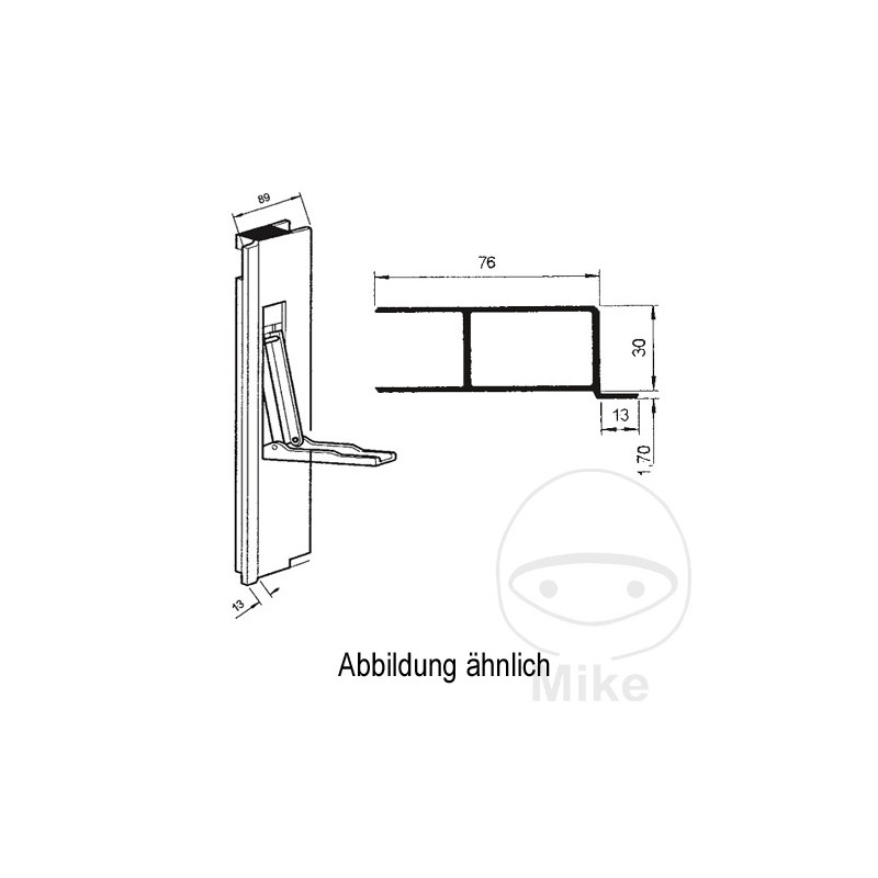 Aluminum lock for trailer right side panel 350 MM 338.25.04