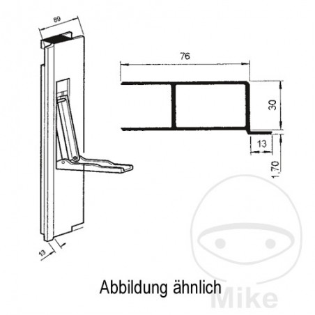 Aluminum lock for trailer right side panel 350 MM 338.25.04