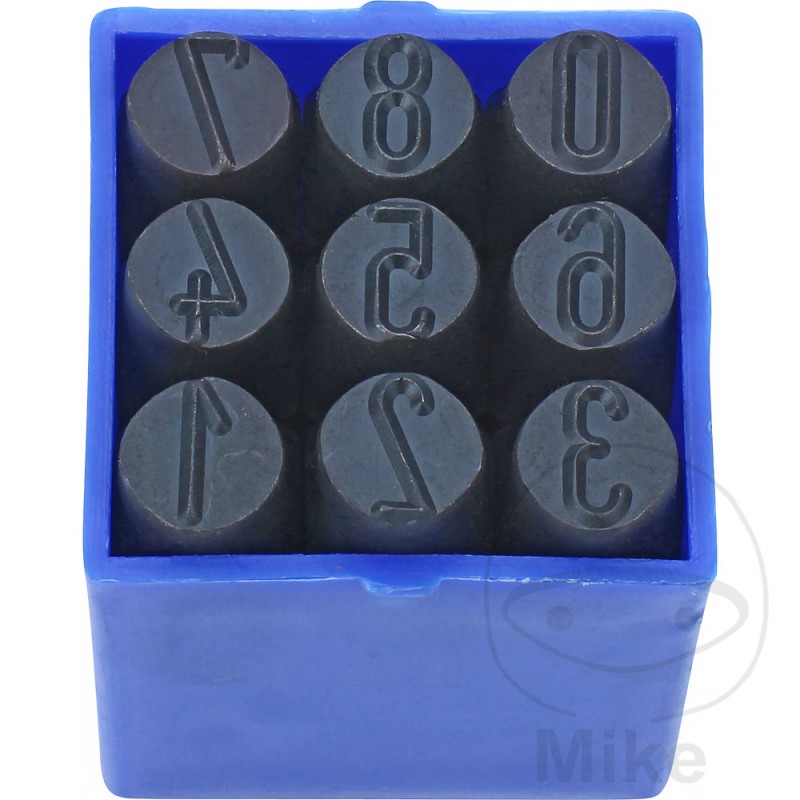 Caja con sellos de números acero 10 MM 645.08.78