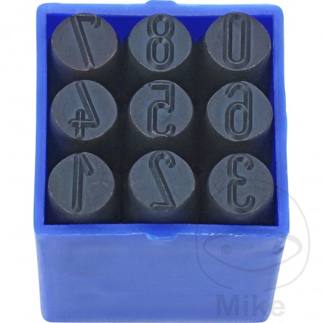 Caja con sellos de números acero 10 MM 645.08.78