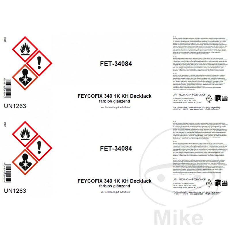 Set of 2 labels for glossy paint containers KH-LACA 998.01.26