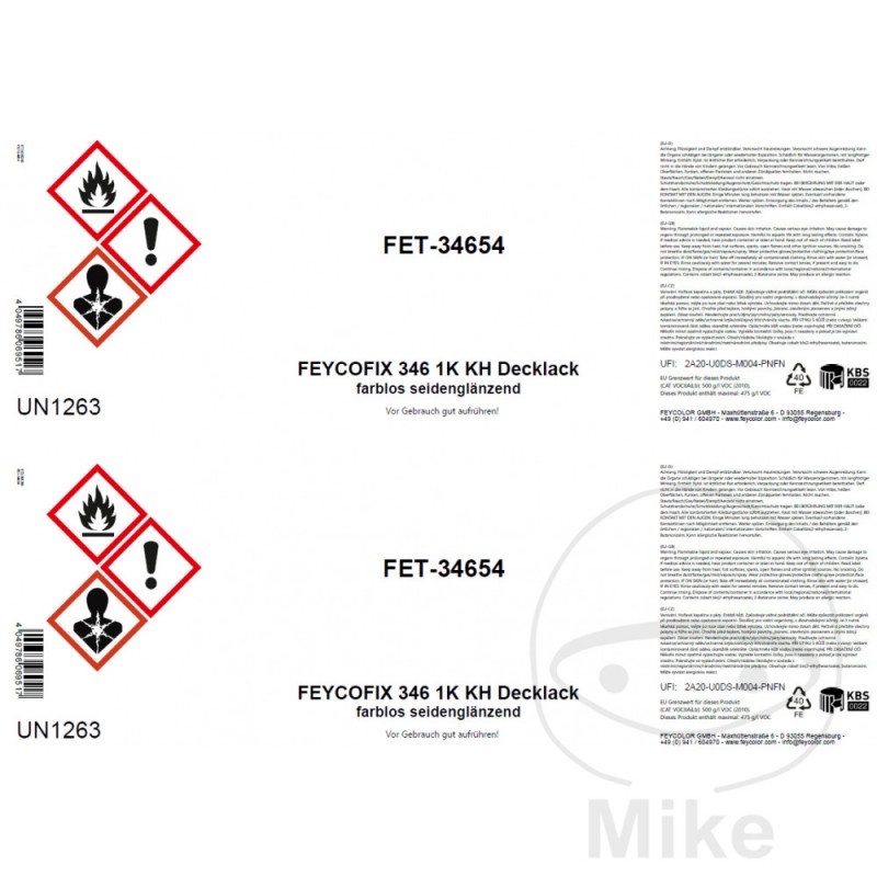 Set of 2 labels for glossy paint containers KH-LACA 998.01.27