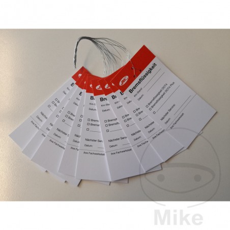 JMC Pack 10 German brake fluid change labels 998.91.53