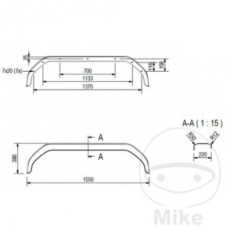 Plastic fenders for trailer H380 B220 S1500 338.04.09