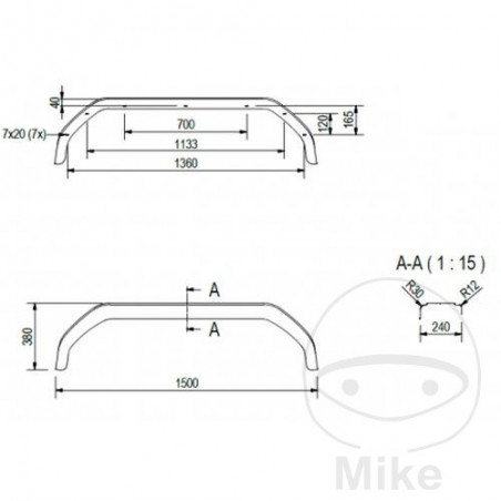 Plastic fenders for trailer H380 B240 S1500 338.04.17