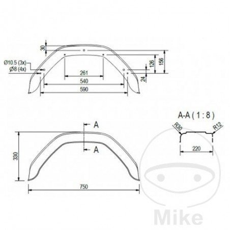 Plastic fenders for trailer H330 B220 S750 338.04.33