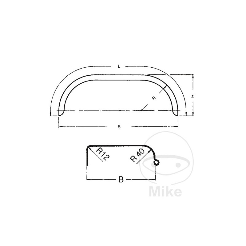 Guardabarros de acero para remolque H375 B220 S1390 338.53.33
