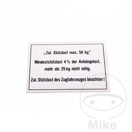 Cargo weight sign for trailer 50 KG 105X74 MM 338.04.21