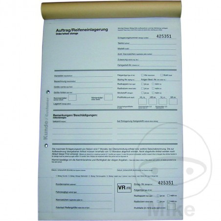 Pack 25 work forms sheets in German 298.00.13