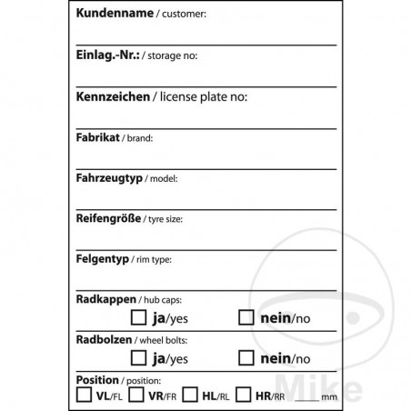 Pack 100 work forms sheets in German 298.00.44