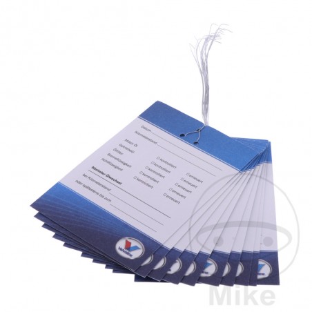 VALVOLINE Pack 10 etiquetas cambio de aceite motor/caja cambios alemán 998.02.43