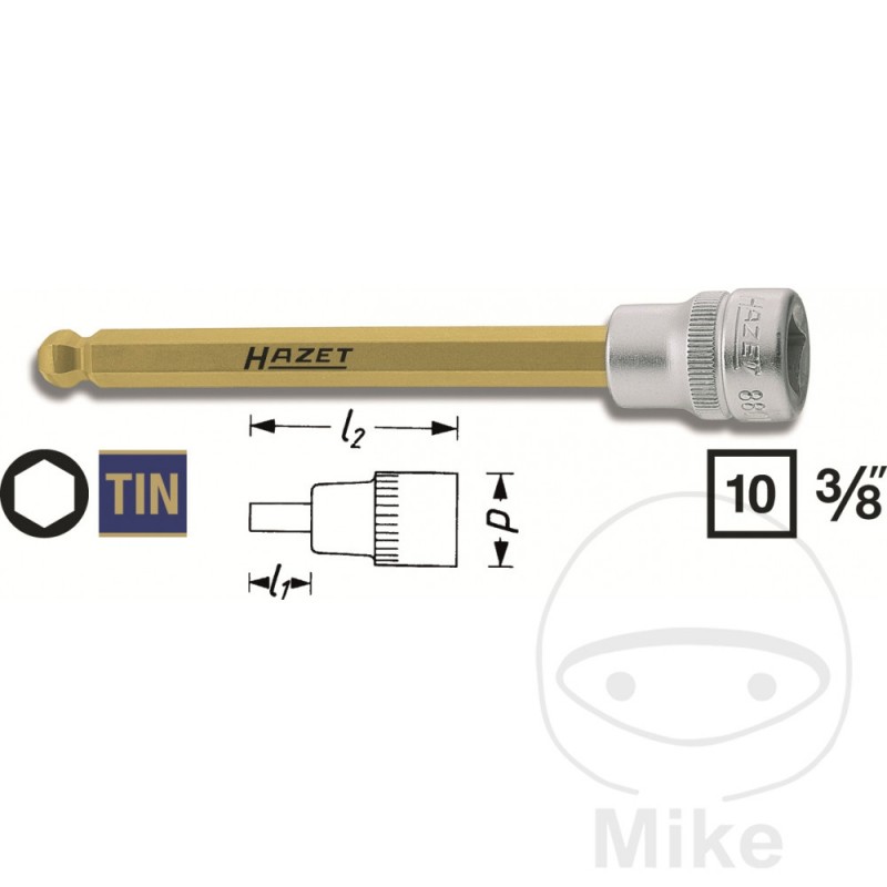 HAZET Ball head allen socket 116 MM 3/8 10 605.28.56