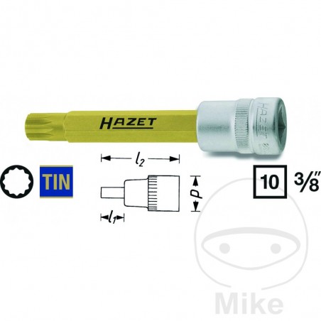 HAZET tip glass 89 MM MULTIDENT 3/8 M10 605.61.47